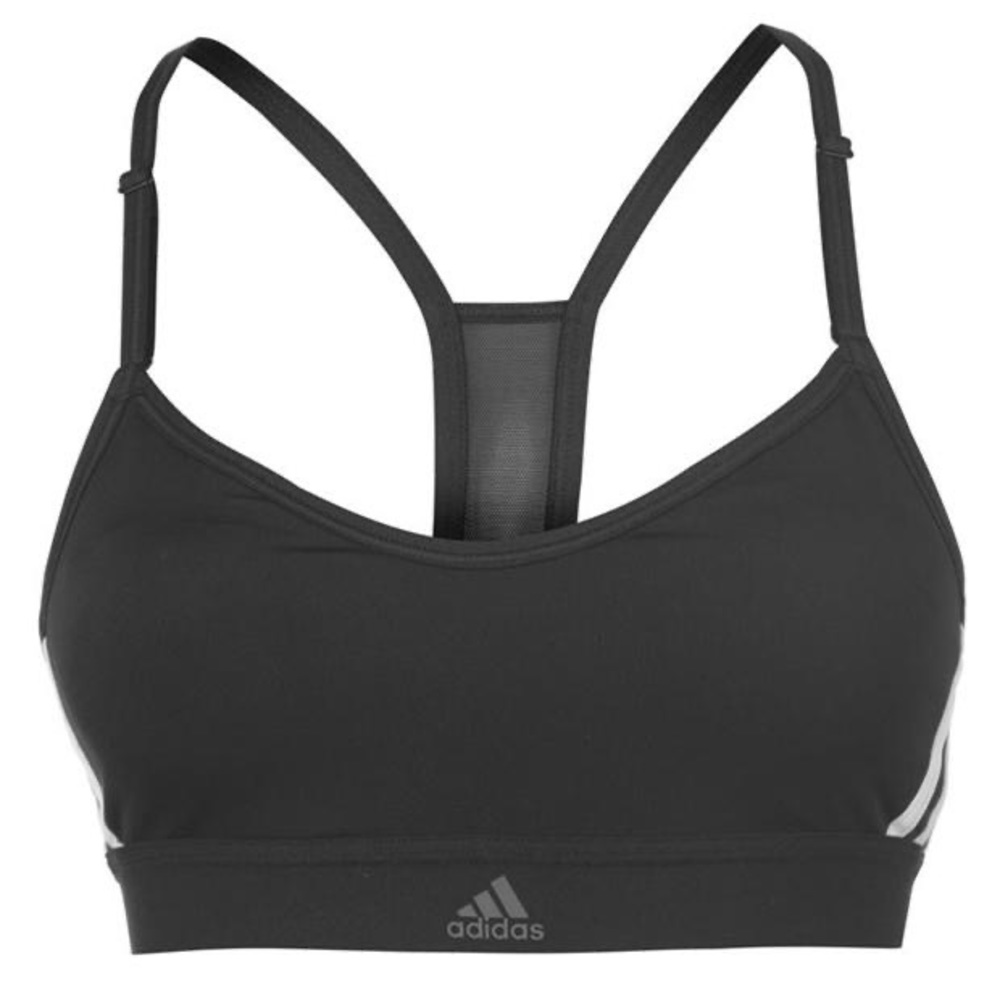 Adidas 3 stripes women’s black mesh sports bra - S